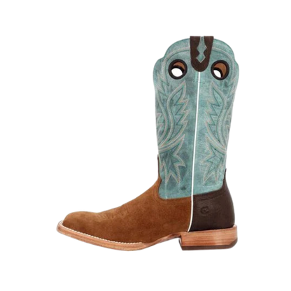 Rocky Boot Unisex Durango Collection Roughout Western Whiskey Tobacco And Aqua Boot