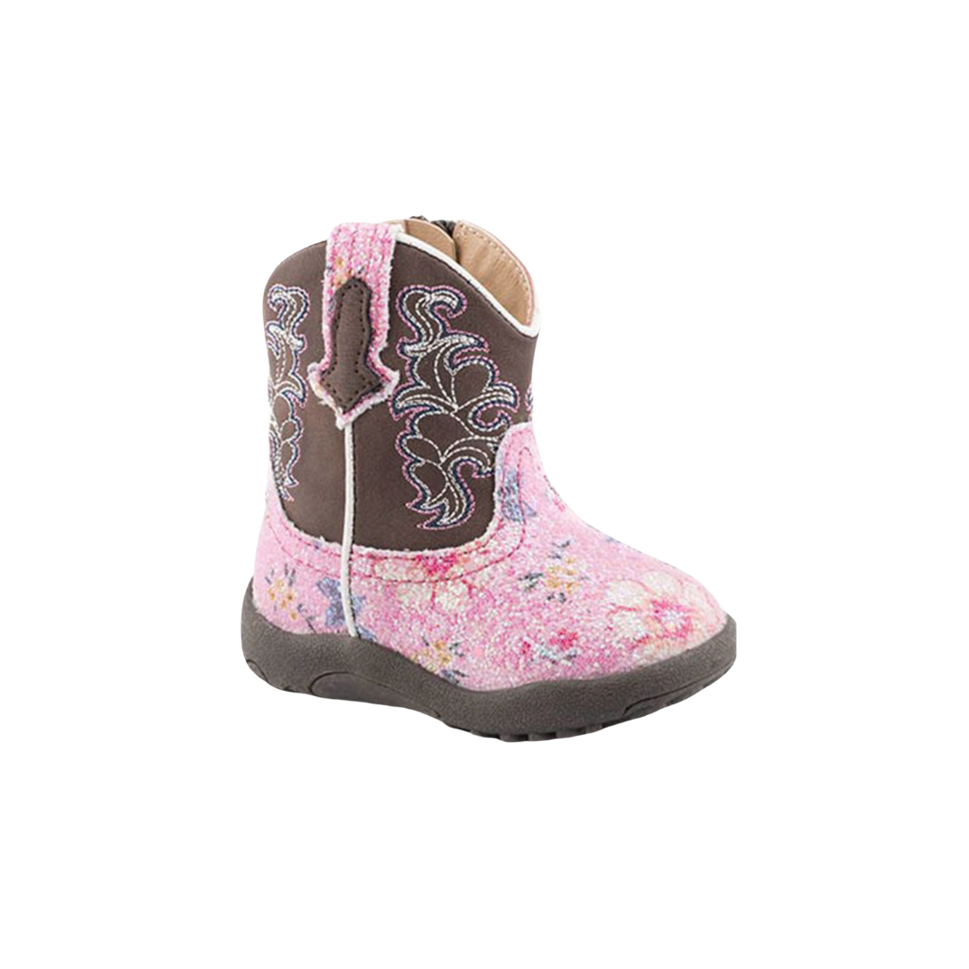 Roper Footwear Infant Girl's Glitter Flower Western Pink Boots