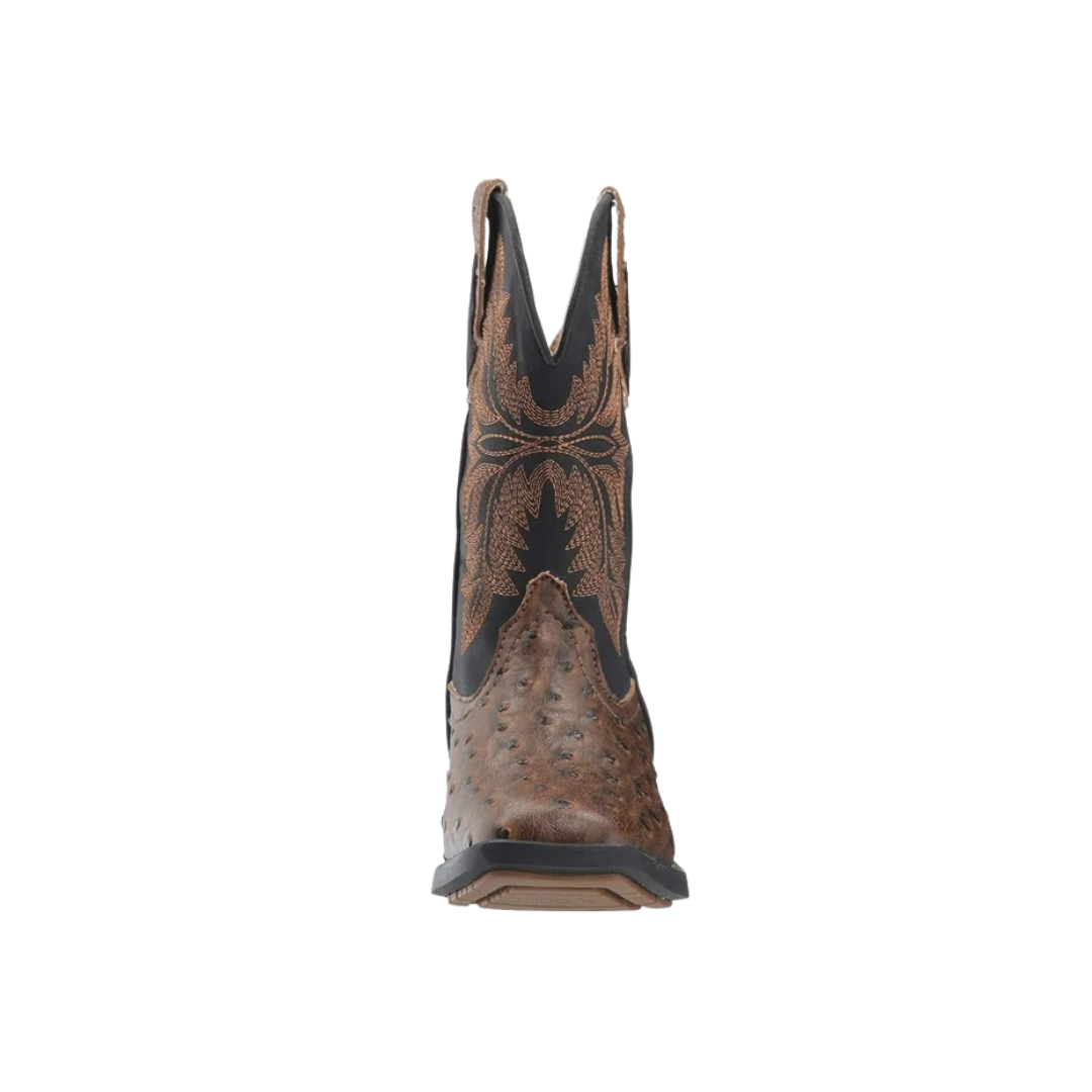 Roper Youth Boy's Jeds Ostrich Print Brown Boots