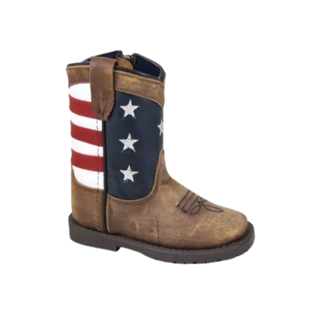 Smoky Mountain Youth Boy's Stars Stripes Square Brown Boots