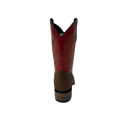 Pecos Bill Youth Girl's Square Toe Laton Red Boots