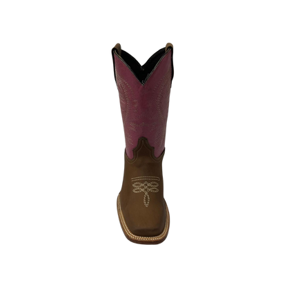 Pecos Bill Youth Girl's Square Toe Laton Pink Boots