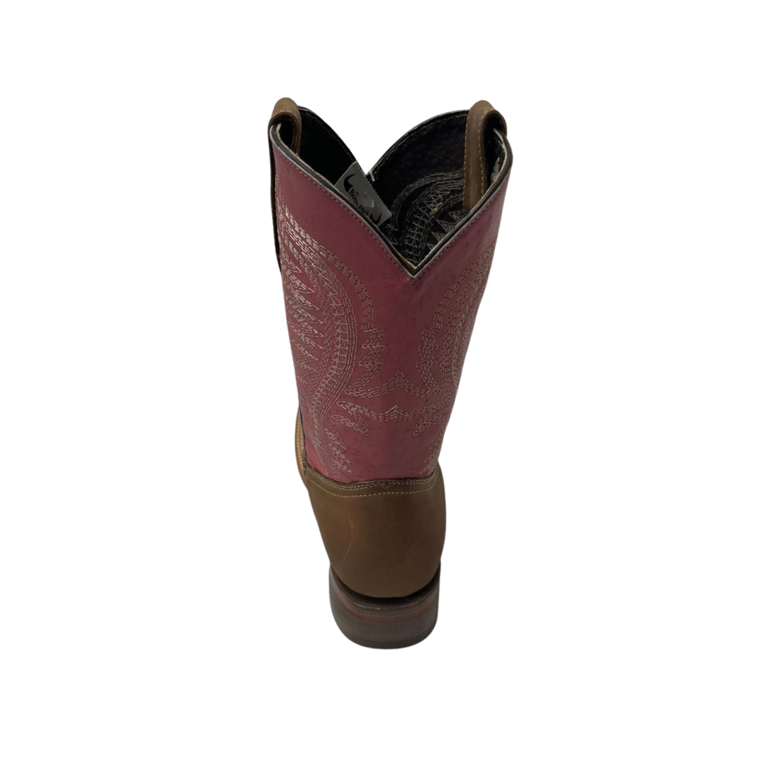 Pecos Bill Youth Girl's Square Toe Laton Pink Boots