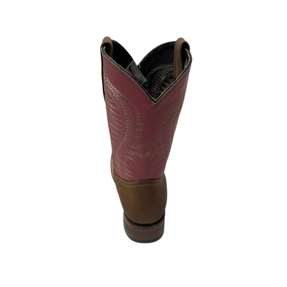 Pecos Bill Youth Girl's Square Toe Laton Pink Boots