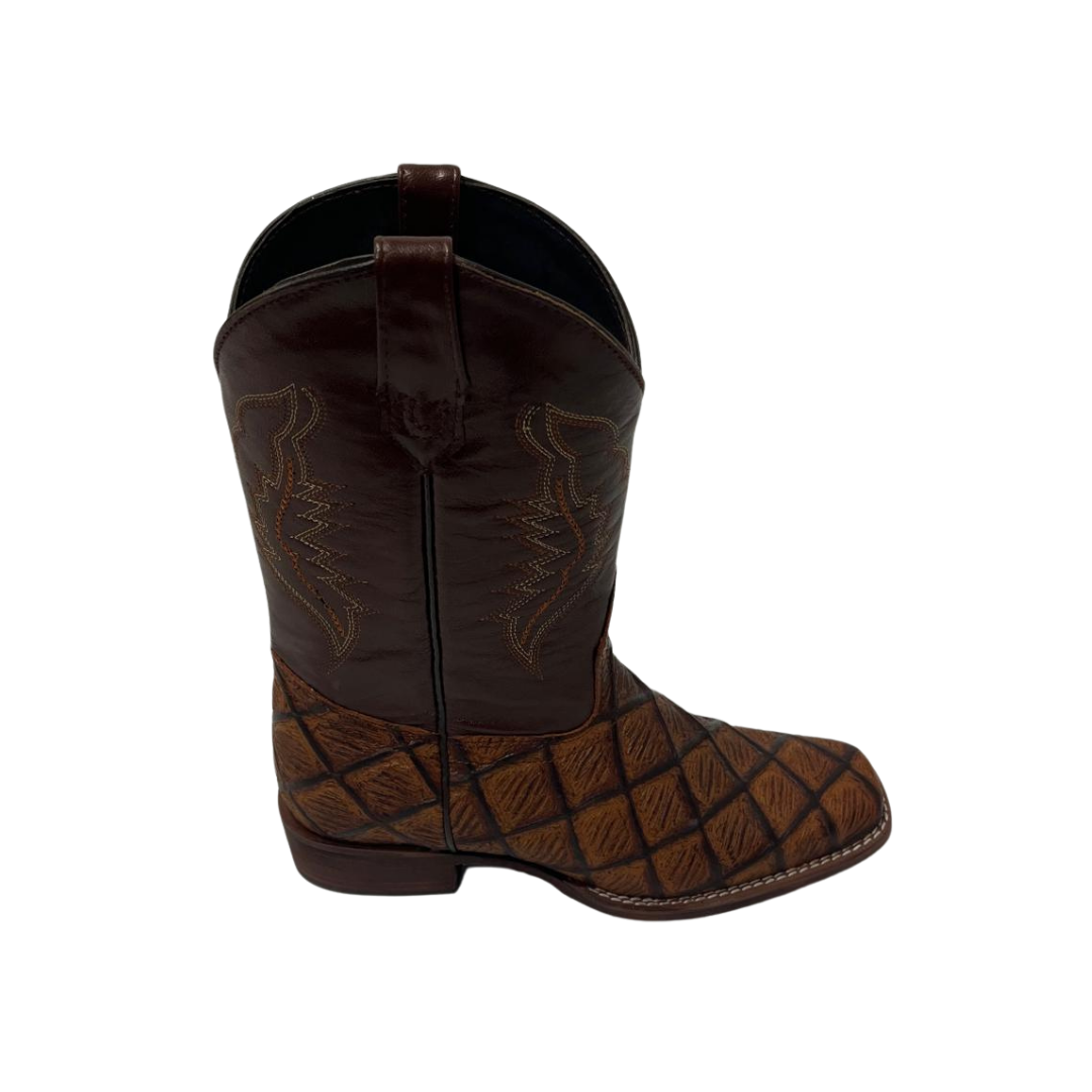 Pecos Bill Youth Boy's Square Toe Print Western Brown Boots