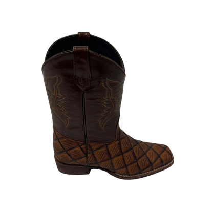 Pecos Bill Youth Boy's Square Toe Print Western Brown Boots