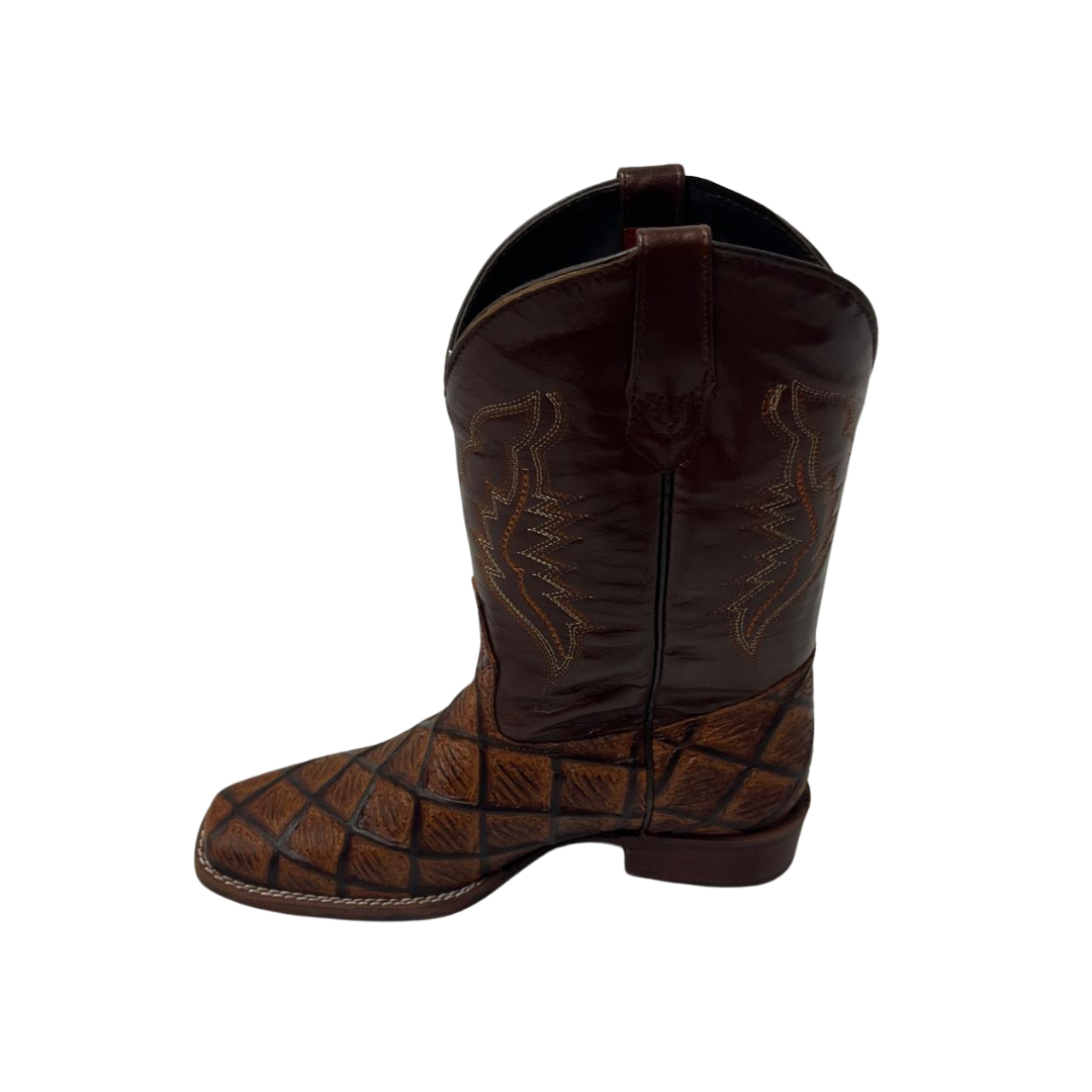 Pecos Bill Youth Boy's Square Toe Print Western Brown Boots
