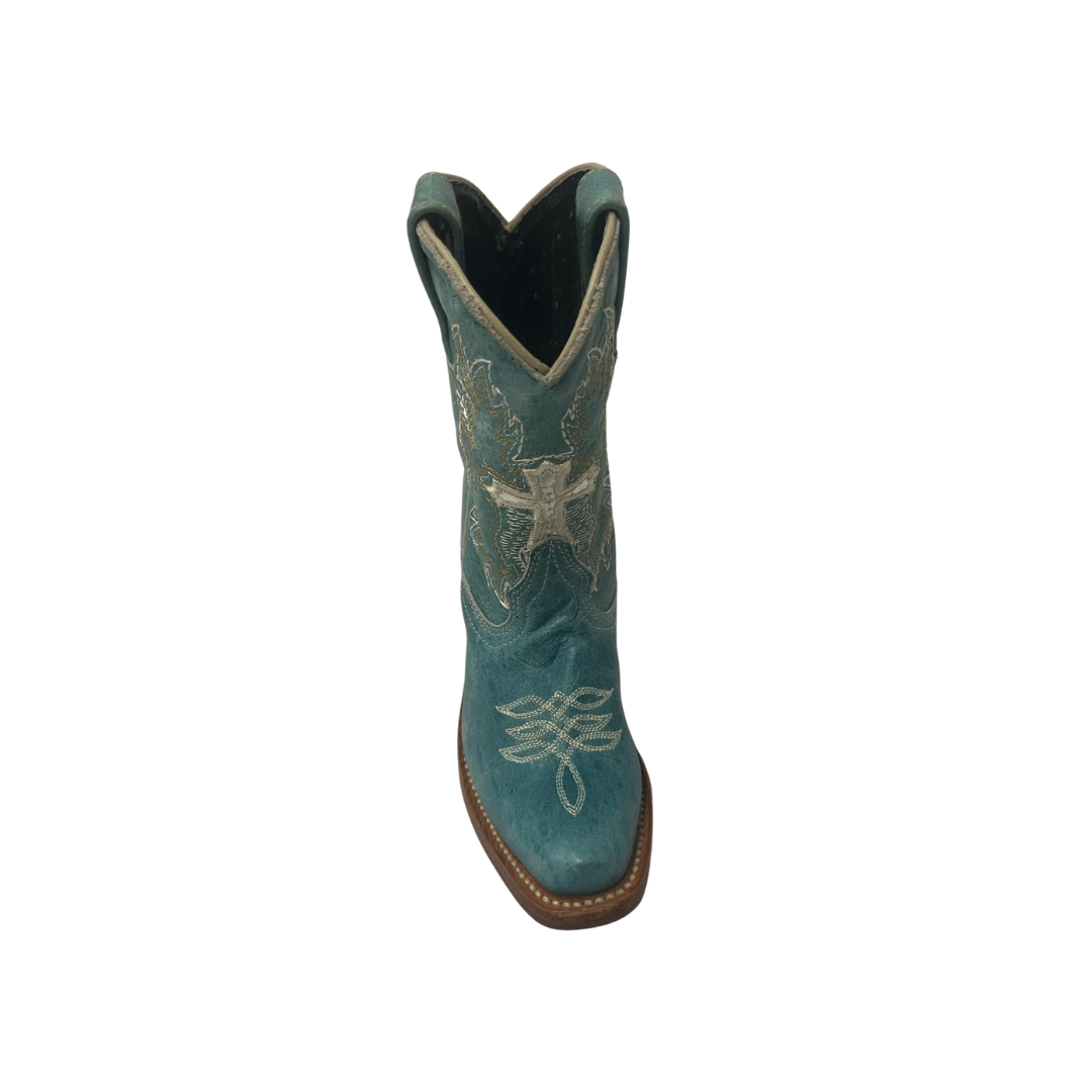 Pecos Bill Toddler Girl's Fancy With Cross Turquoise Boots