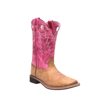 Smoky Mountain Youth Girls Pink Cowboy Boots Genuine Leather Comfortable Fit 4 D