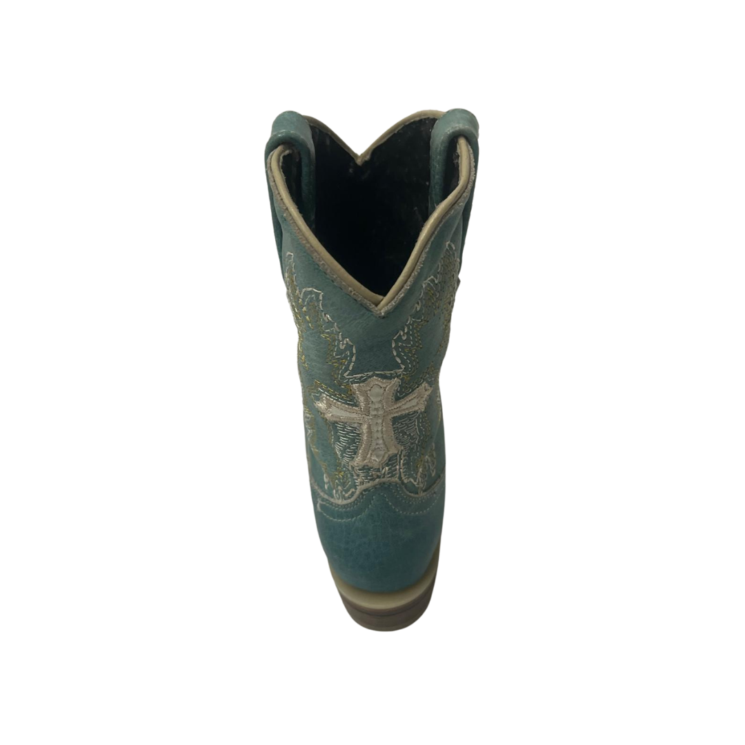 Pecos Bill Toddler Girl's Fancy With Cross Turquoise Boots