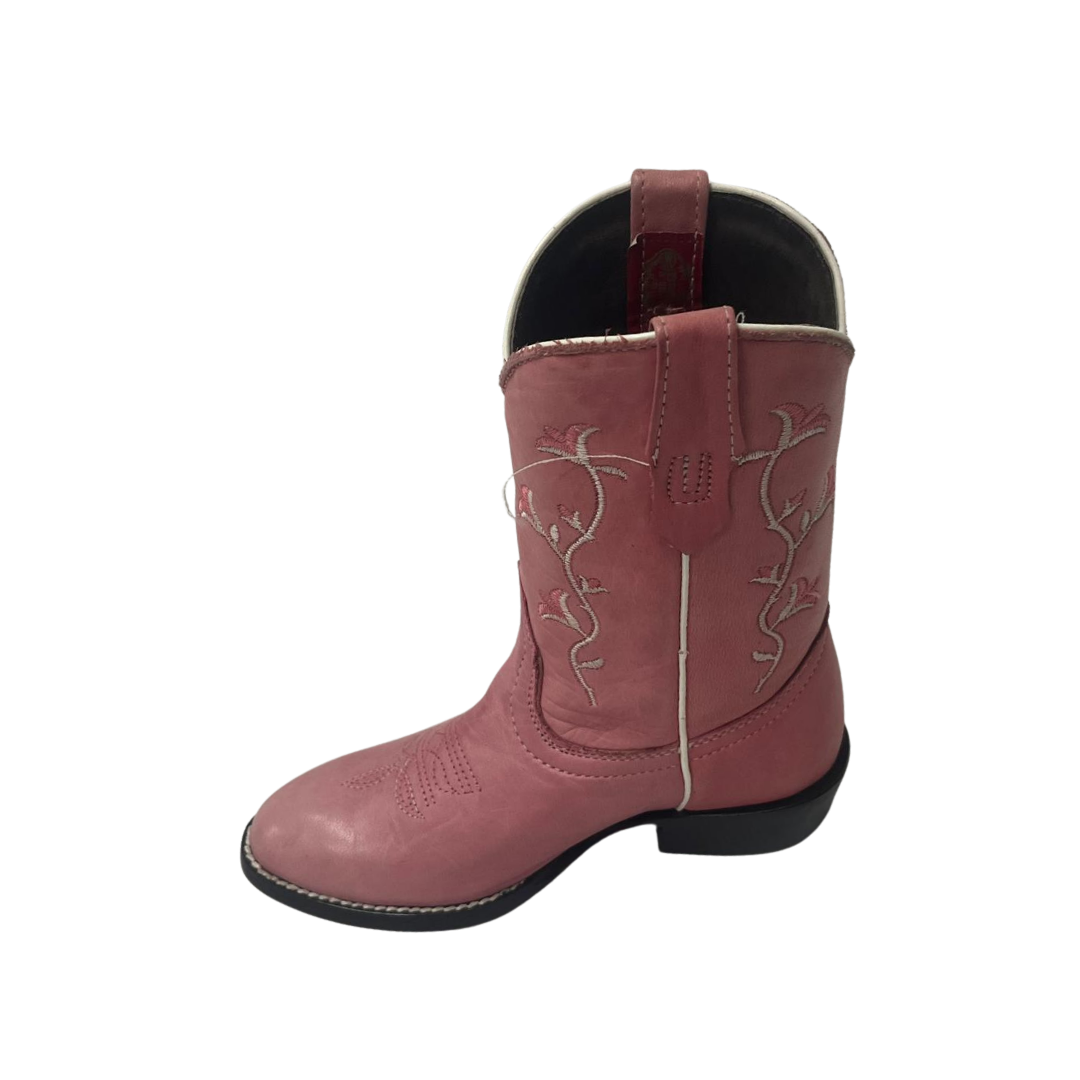 Pecos Bill Toddler Girl's Round Toe Laton Pink Boots