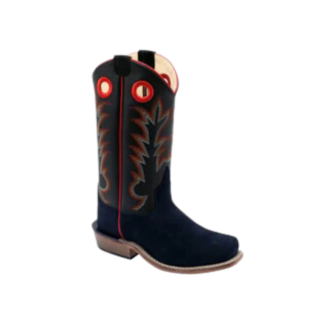 Old West Youth Boy's Medium Square Suede Black Boots