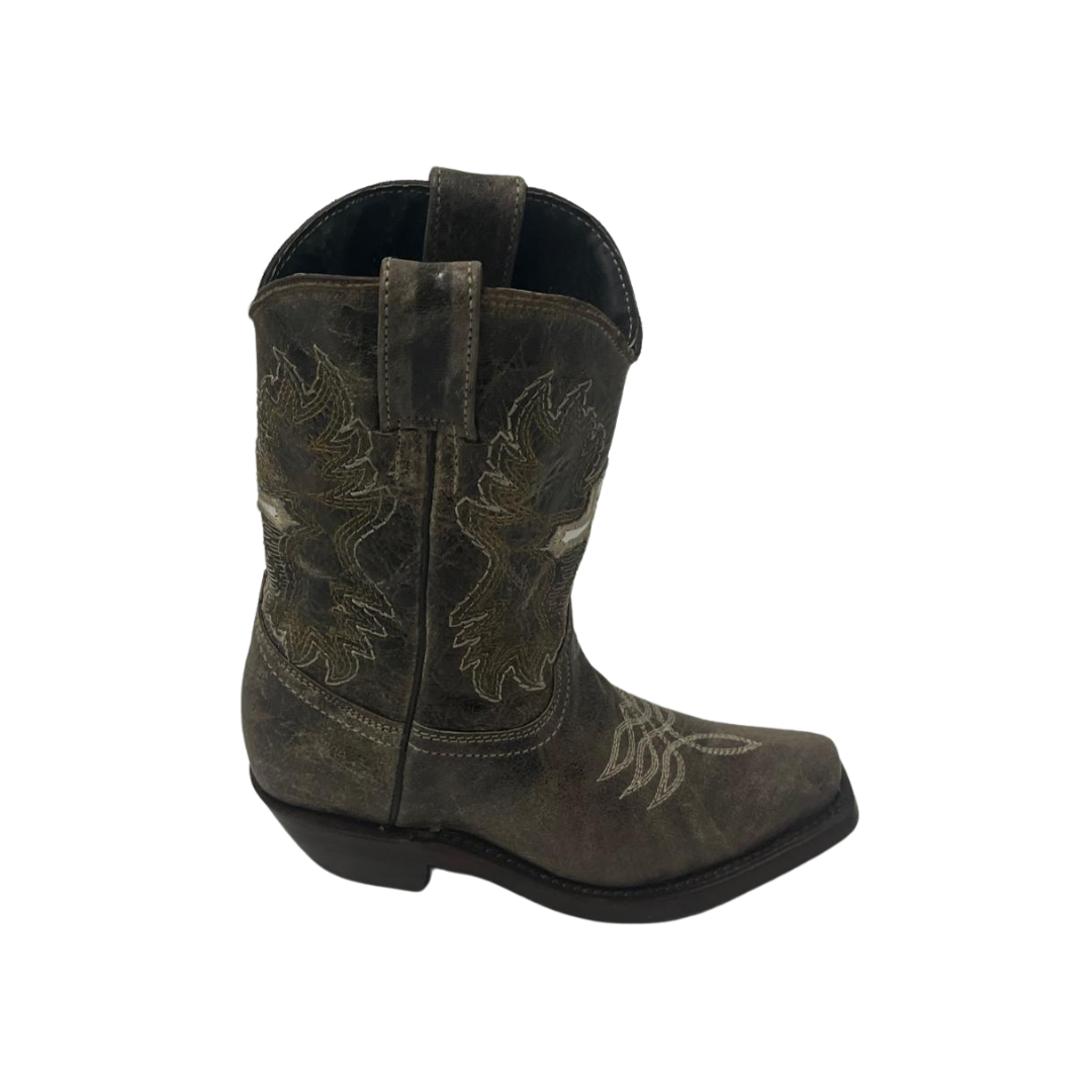 Pecos Bill Toddler Girl's Fancy Cross Brown Boots