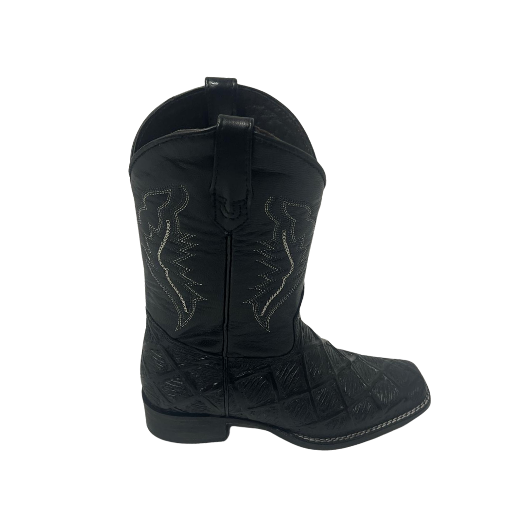 Pecos Bill Youth Boy's Square Toe Print Western Black Boots
