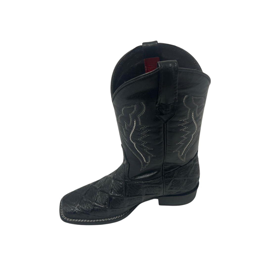 Pecos Bill Youth Boy's Square Toe Print Western Black Boots