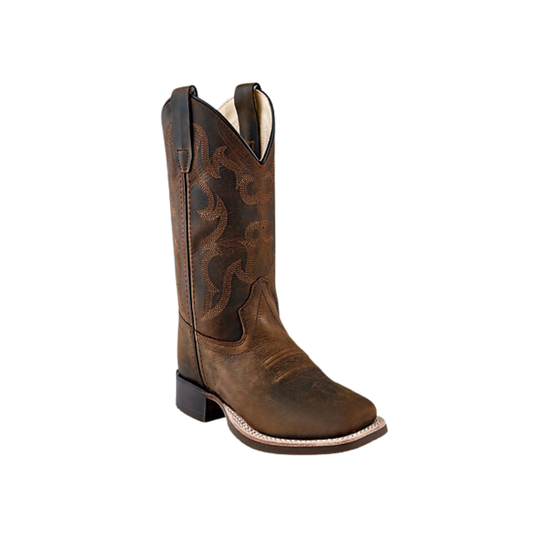 Old West Youth Boy's Leather Western Suede Brown Boots