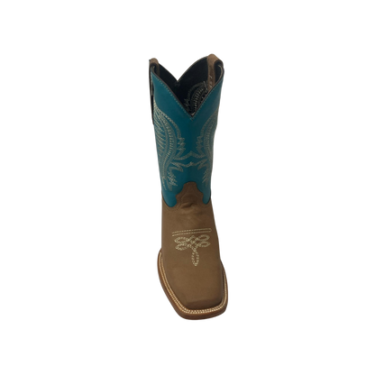 Pecos Bill Youth Boy's Square Toe Laton Turquoise Boots