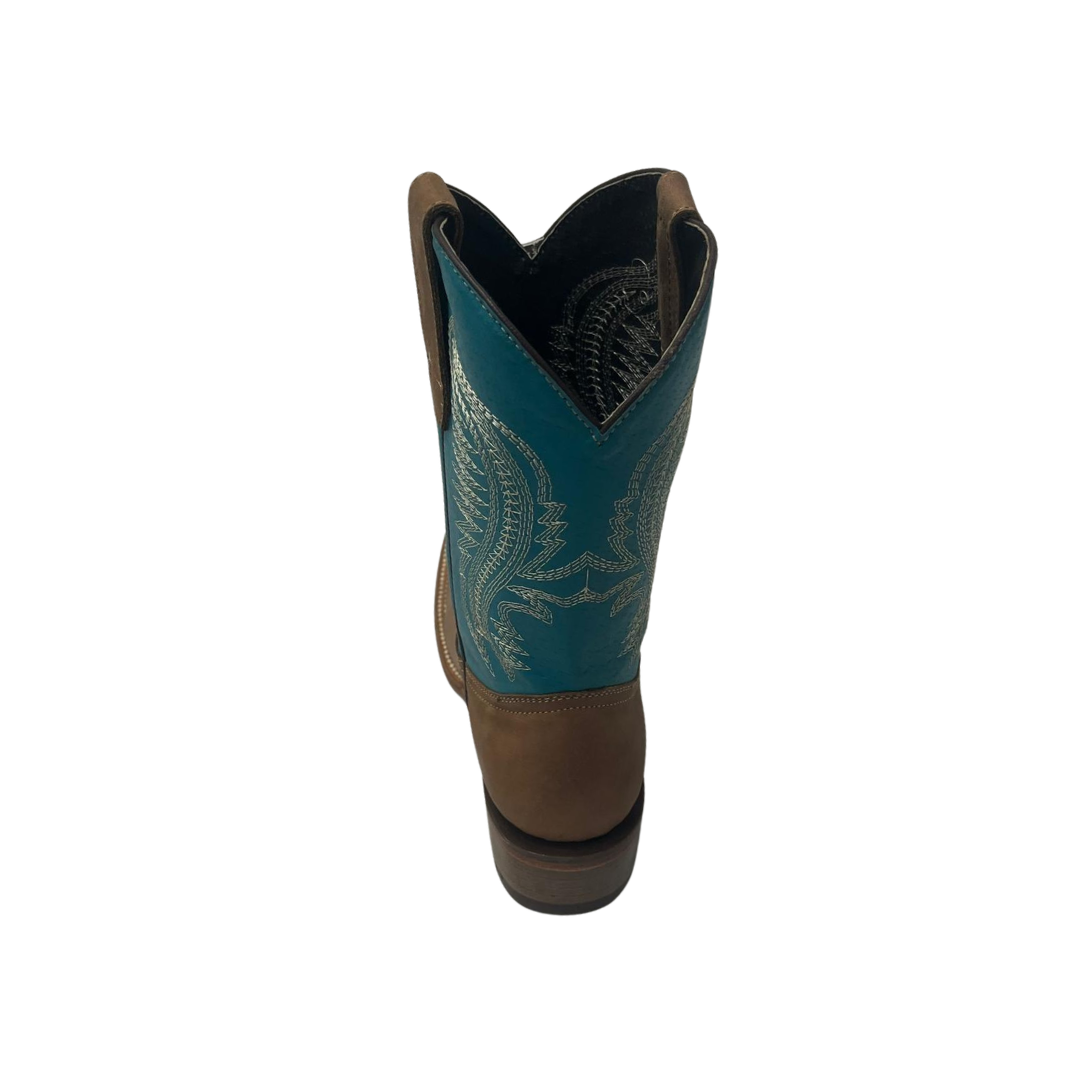 Pecos Bill Youth Boy's Square Toe Laton Turquoise Boots