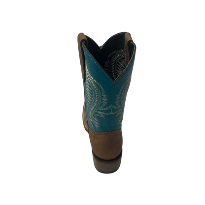 Pecos Bill Youth Boy's Square Toe Laton Turquoise Boots