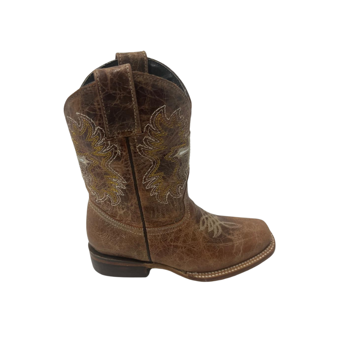 Pecos Bill Toddler Girl's Fancy Cross Brown Boots
