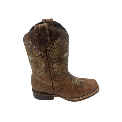 Pecos Bill Toddler Girl's Fancy Cross Brown Boots