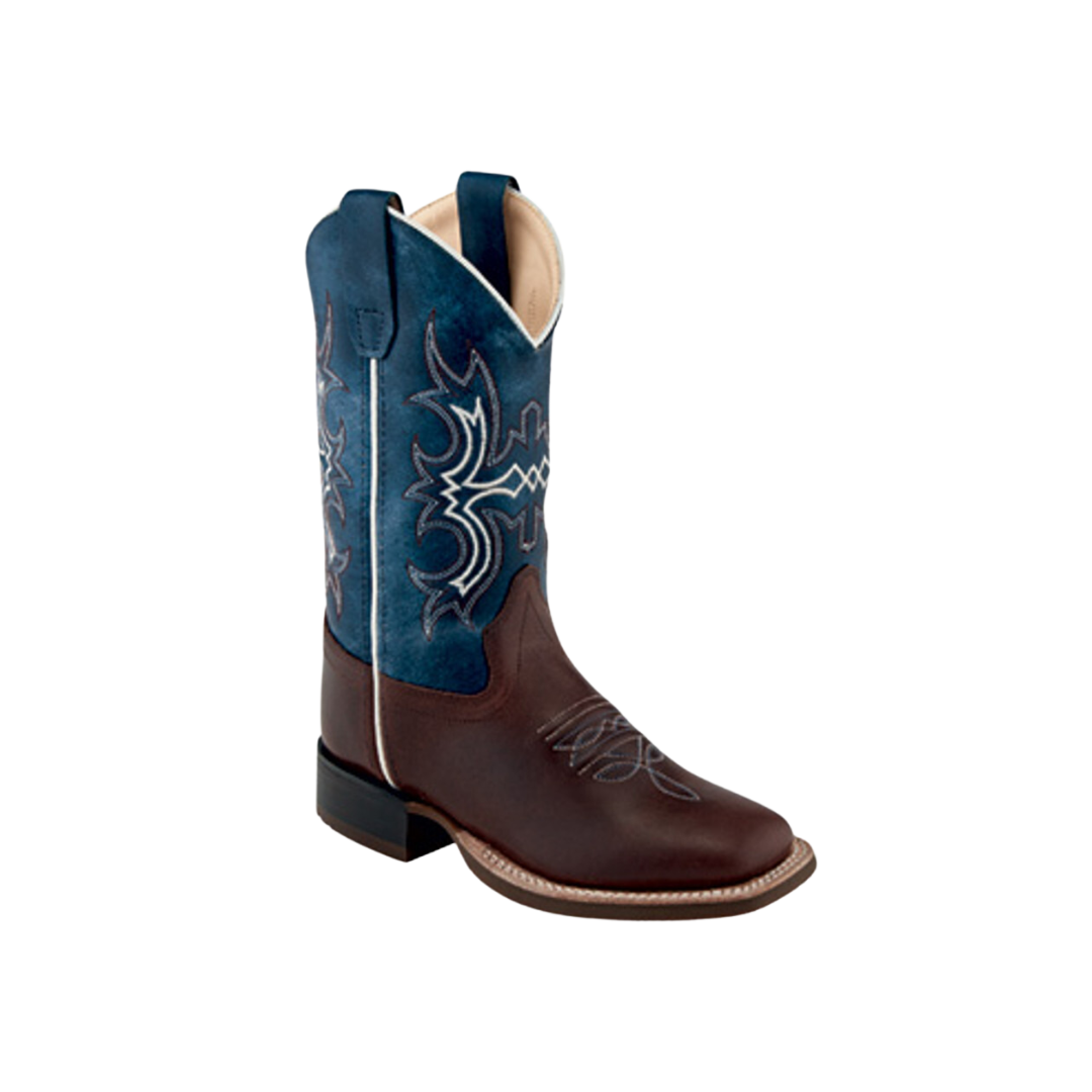 Old West Youth Boy's Wipe Out Leather Blue Boots