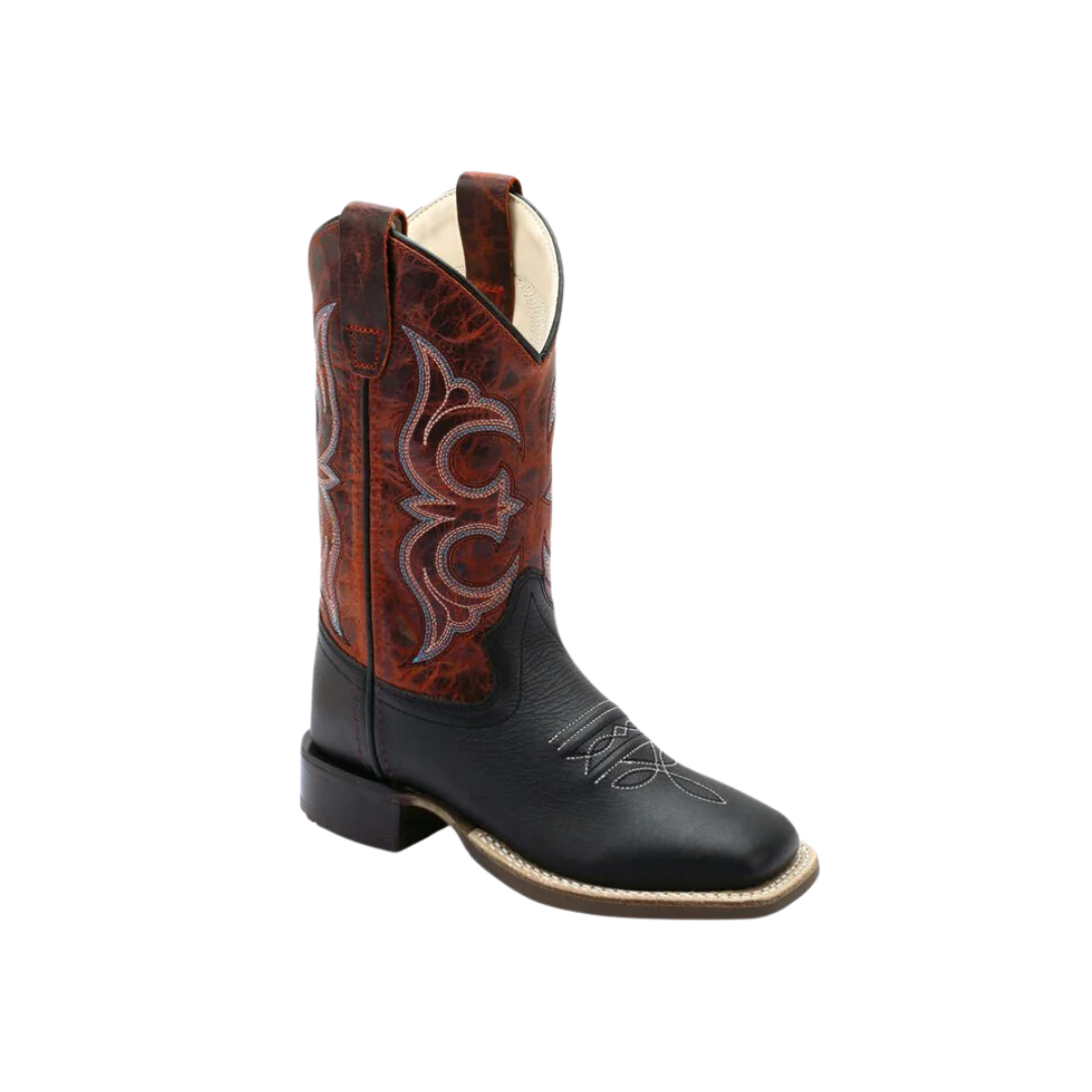 Old West Youth Unisex Broad Square Toe Black Boots