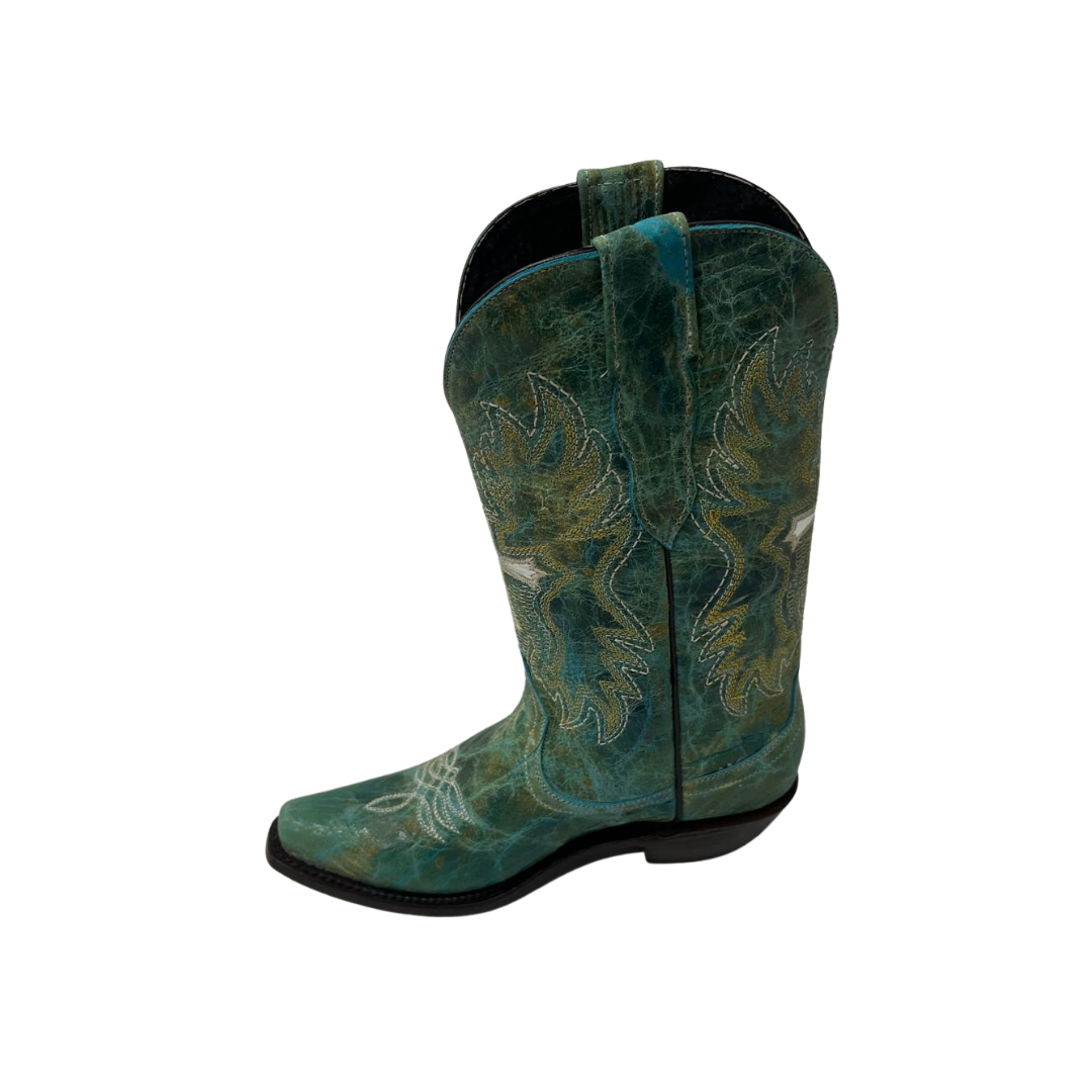Pecos Bill Youth Girl's Fancy With Cross Turquoise Boots