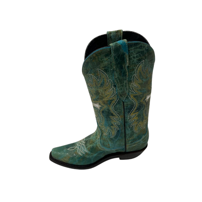 Pecos Bill Youth Girl's Fancy With Cross Turquoise Boots