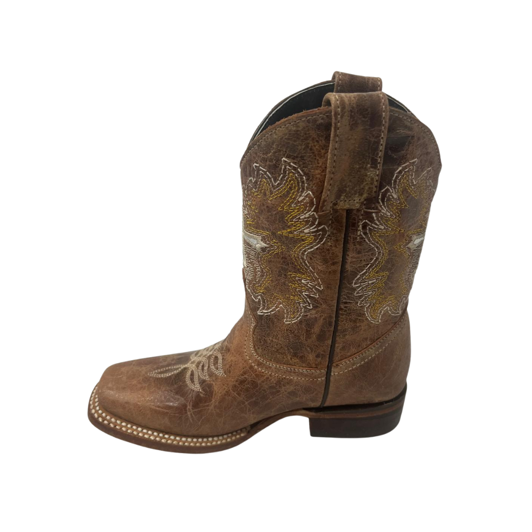 Pecos Bill Toddler Girl's Fancy Cross Brown Boots