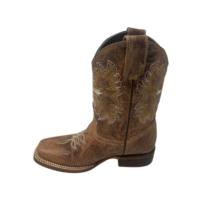 Pecos Bill Toddler Girl's Fancy Cross Brown Boots