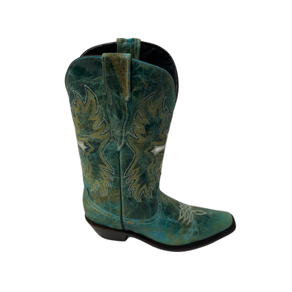 Pecos Bill Youth Girl's Fancy With Cross Turquoise Boots