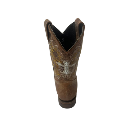 Pecos Bill Toddler Girl's Fancy Cross Brown Boots