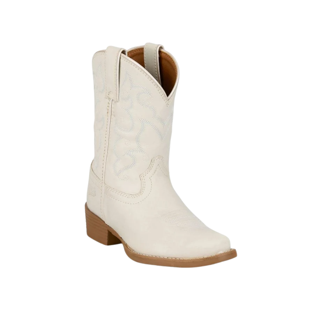 Justin Youth Girl's Bronci Snip Toe Ivory Boots