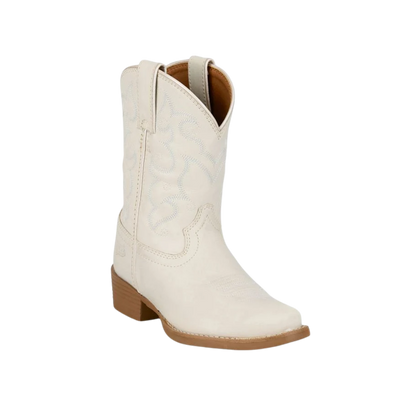 Justin Youth Girl's Bronci Snip Toe Ivory Boots