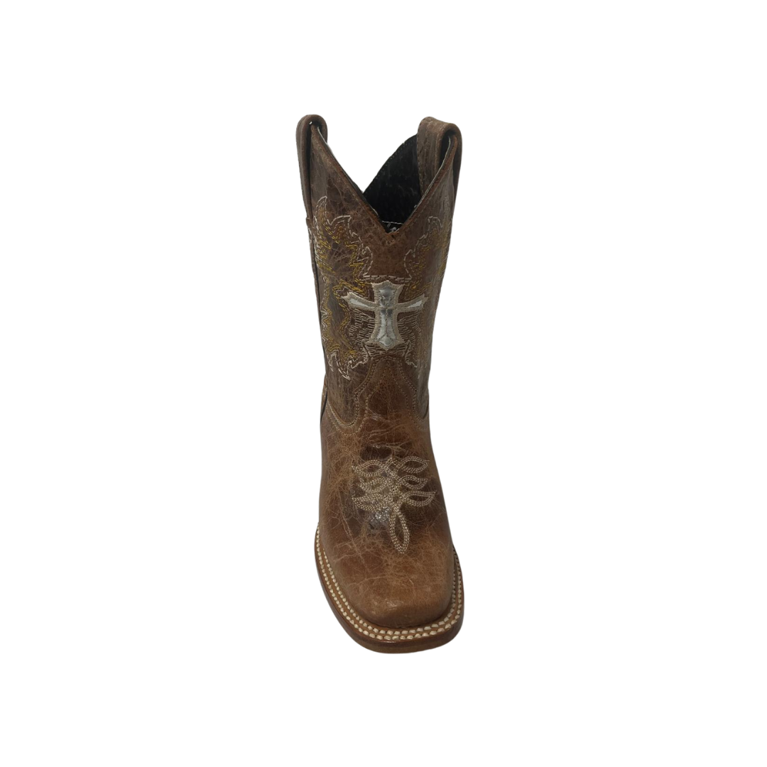 Pecos Bill Toddler Girl's Fancy Cross Brown Boots