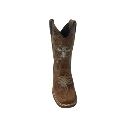 Pecos Bill Toddler Girl's Fancy Cross Brown Boots