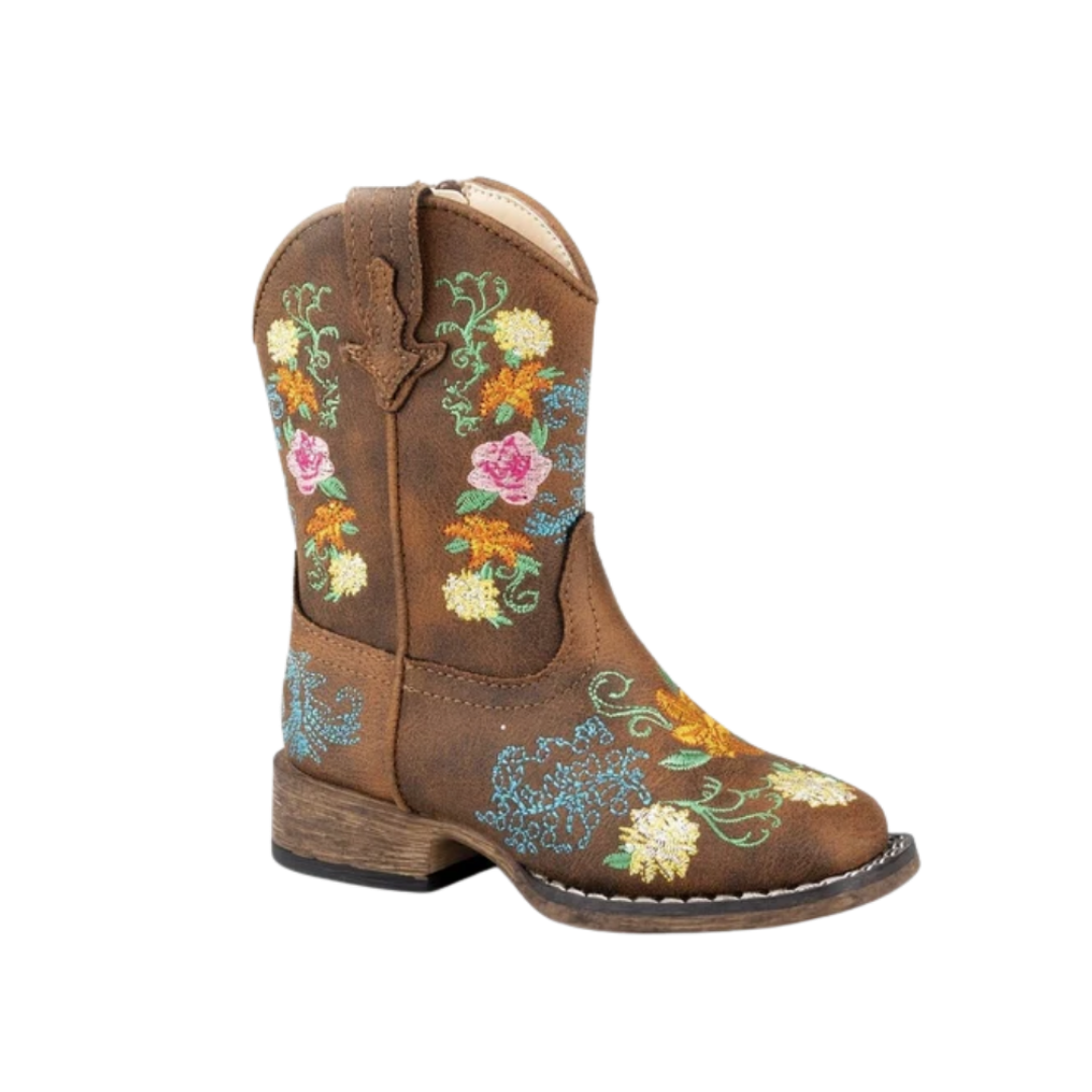 Roper Youth Girl's Bailey Floral 6 Tan Boots