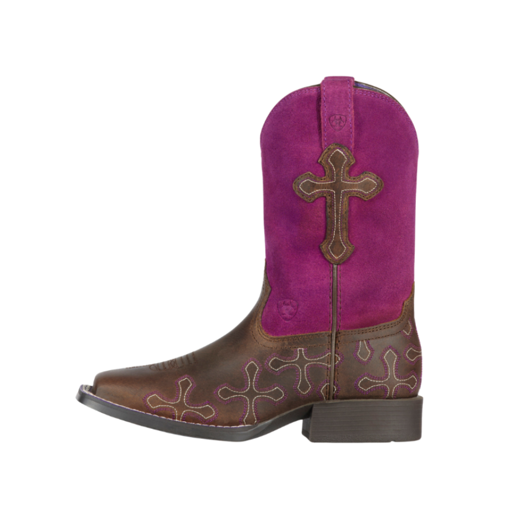 Ariat Youth Girl's Crossroads Western Fuchsia Boots