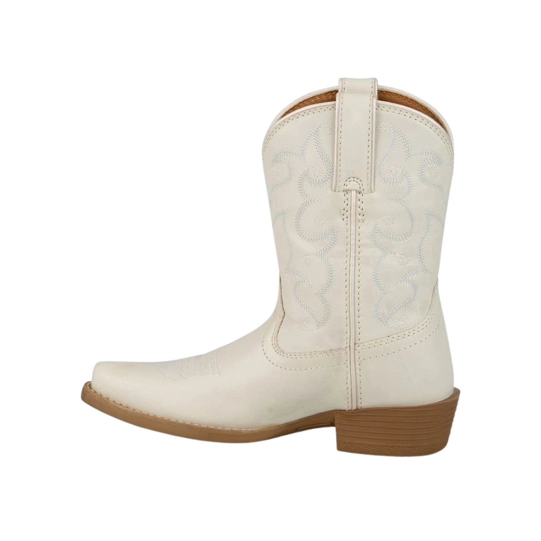Justin Youth Girl's Bronci Snip Toe Ivory Boots