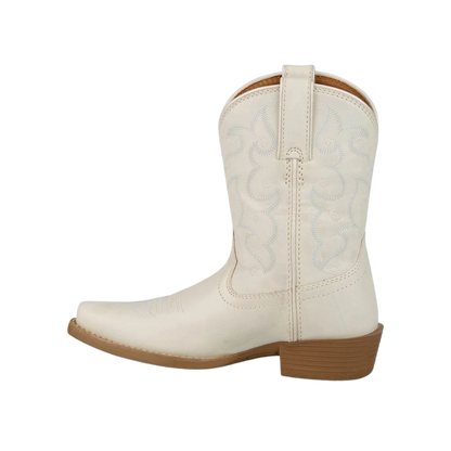 Justin Youth Girl's Bronci Snip Toe Ivory Boots