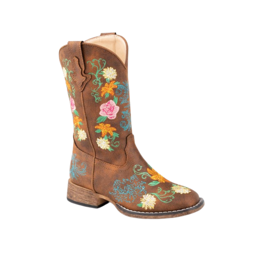 Roper Footwear Youth Girl's Bailey Vintage Floral Tan Boots