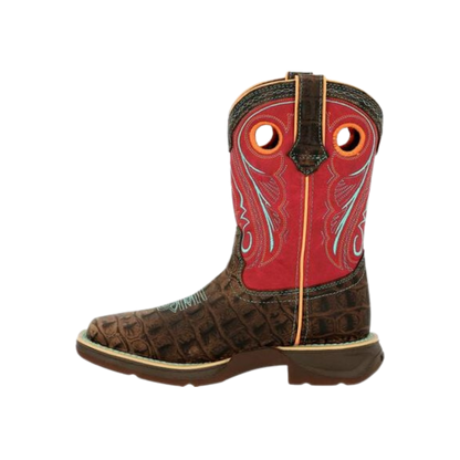 Durango Lil' Rebel Pro Kids Western Boots - Red/Chestnut Square Toe Boots