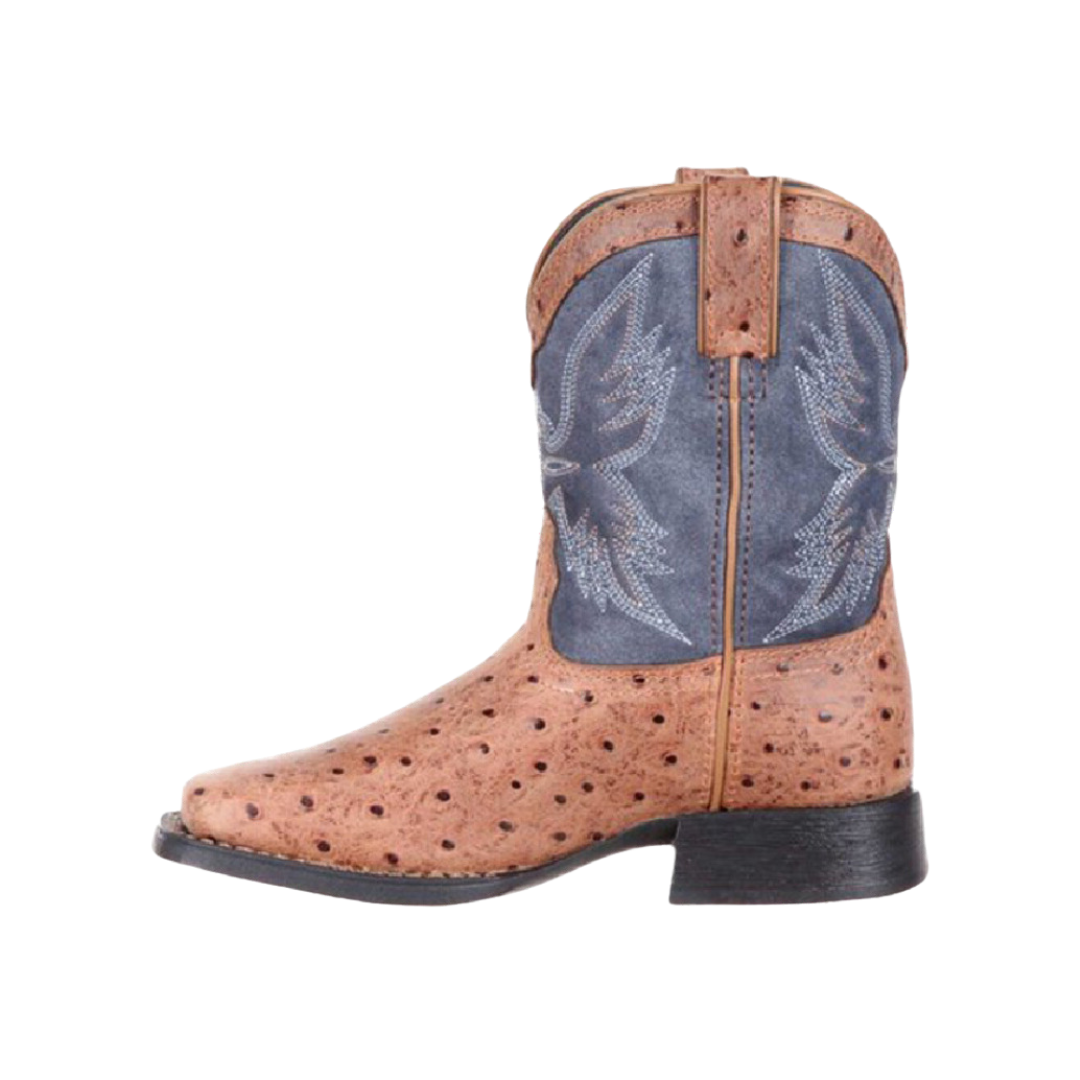 Durango Youth Boy's Mustang Ostrich Emboss Light Brown Boots