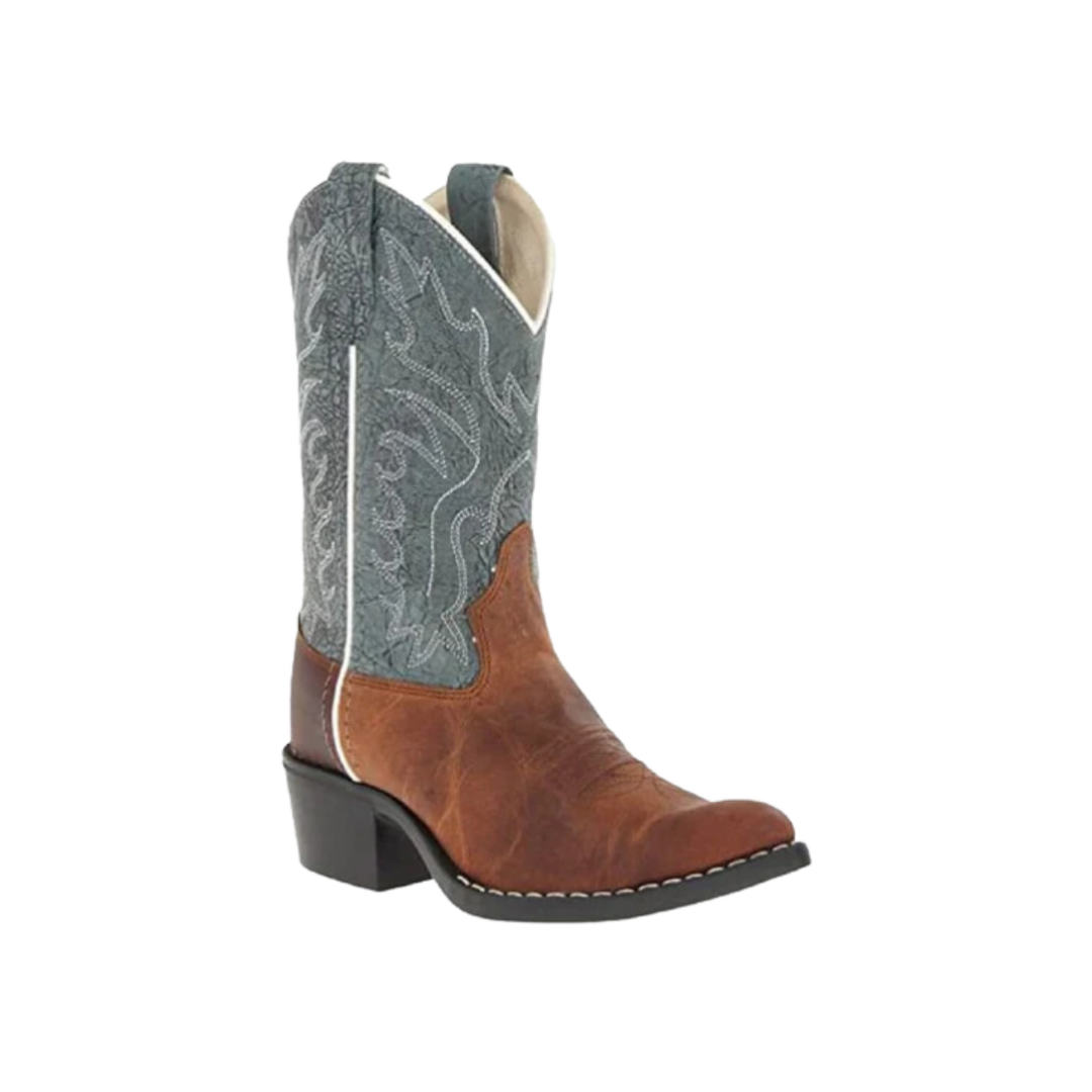 Old West Youth Boy's Embroidered Brown Boots