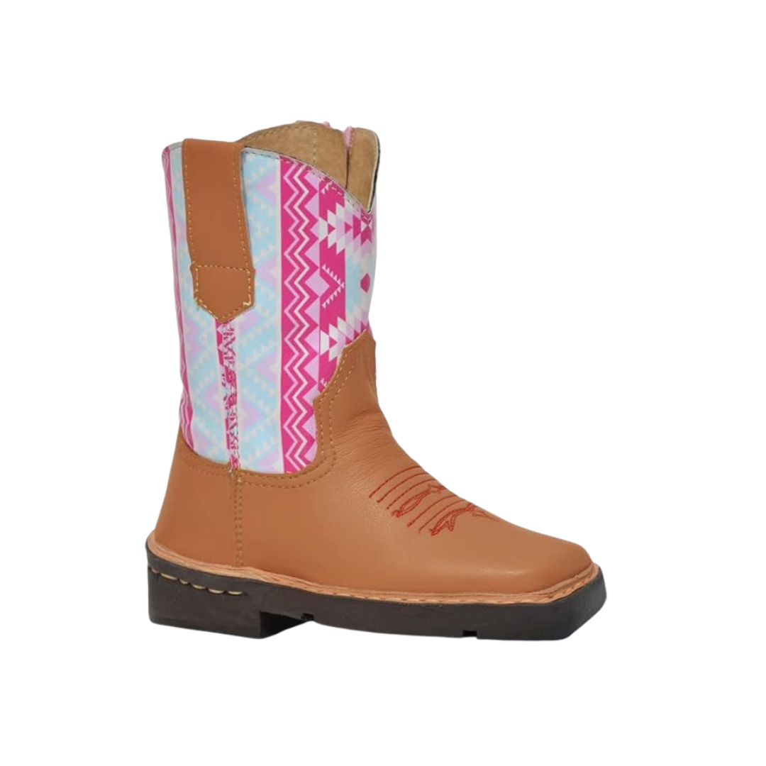 Roper Footwear Toddler Girl's Roper Western Aztec Brown Boots