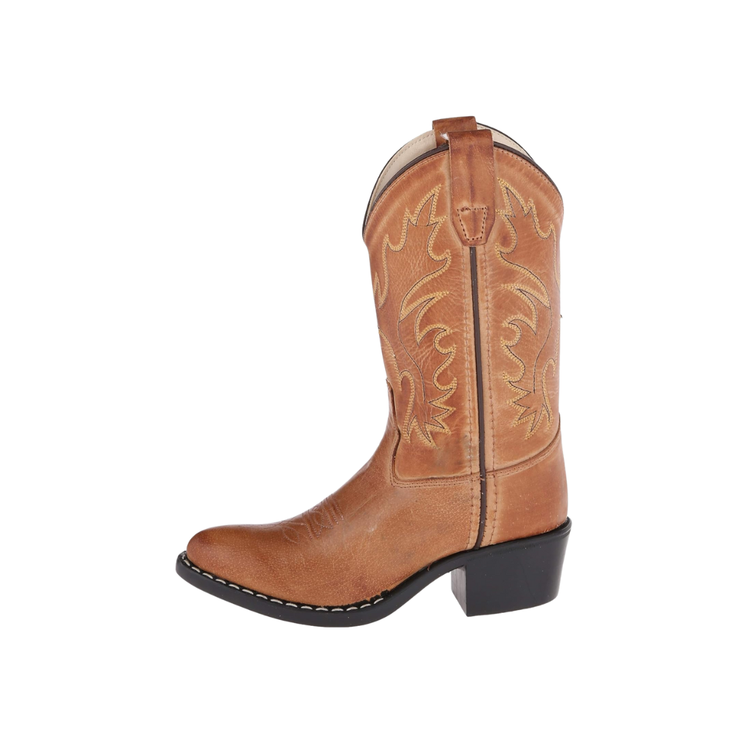 Old West Tan Canyon Boys Leather J Toe Cowboy Western Boots