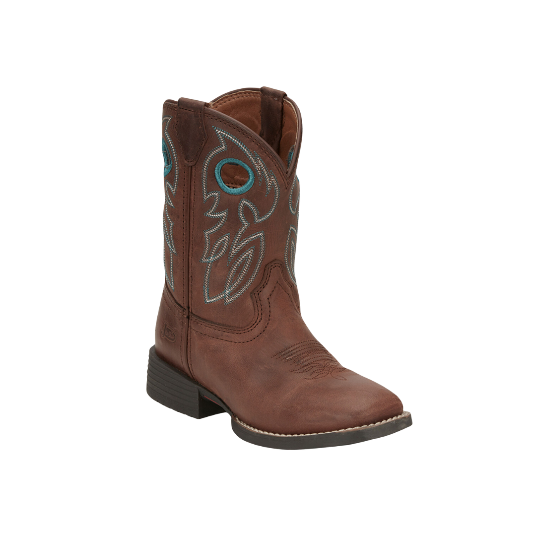 Justin Youth Boy's Bowline Western Broad Brown Boots