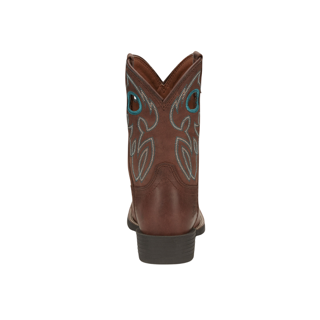 Justin Youth Boy's Bowline Western Broad Brown Boots