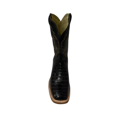 Boot Jack Men's Croc Print Double Stitch Black Boots